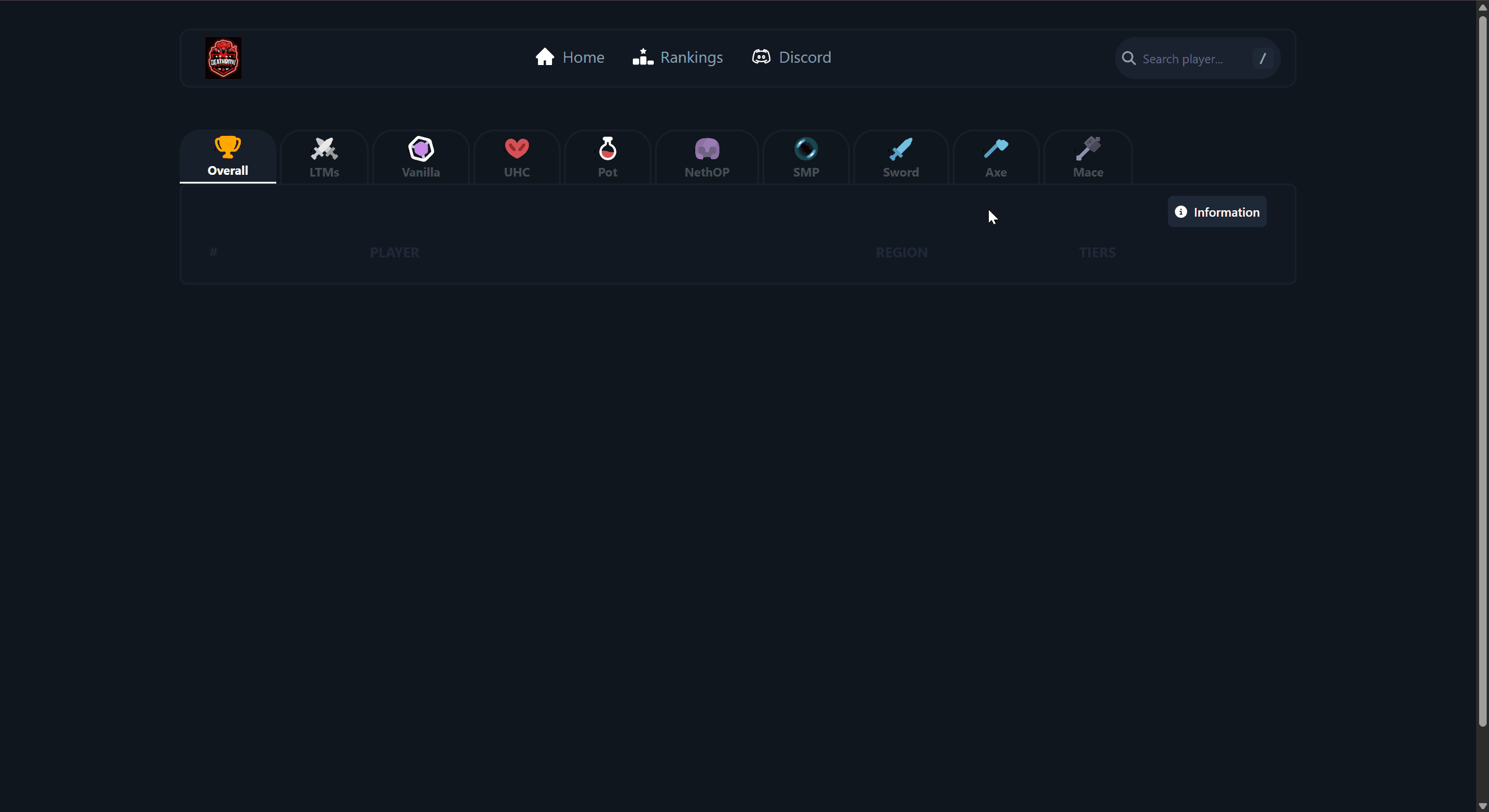 Death Tierlist — Website